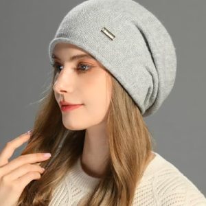 Jaxmonoy Cashmere Slouchy Knit Beanie: Winter Hat Gift