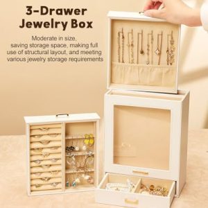 Chic White & Gold Jewelry Box: Elegant Organizer