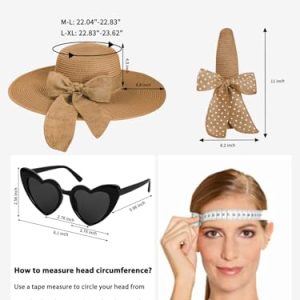 Wide Brim Floppy Beach Hat with Heart Shaped Sunglasses