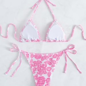 MakeMeChic Women’s Halter Triangle Bikini Set