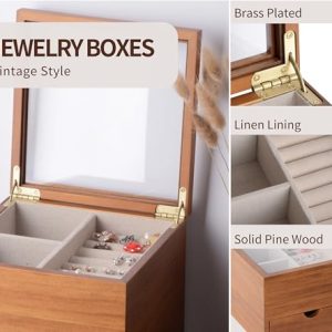 Vintage Style Wooden Jewelry Box: Elegant Organizer
