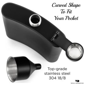 Engraved Matte Black Flask Gift Set