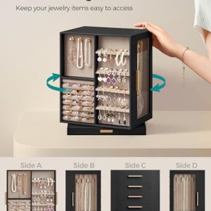 360° Rotating Jewelry Box: Vertical Organizer