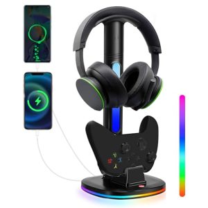 JDGPOKOO Controller Charger with RGB Headphone Stand