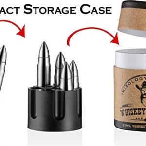 Whiskey Stone Gift Set - Stainless Steel with Revolver Base