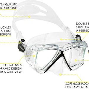 Cressi Panoramic Snorkel Kit - Wide View Mask & Dry Snorkel