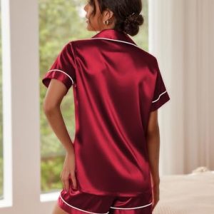 Ekouaer Wine Satin Pajamas Set: Soft Loungewear Gift