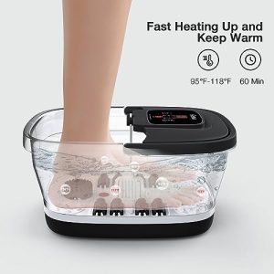 HOSPAN Collapsible Foot Spa with Heat, Bubble, Red Light