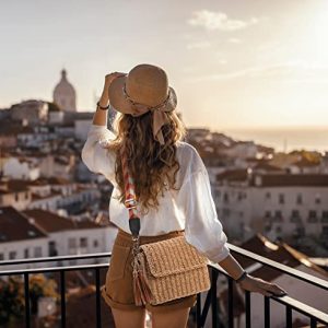 YXILEE Straw Clutch Crossbody Bag