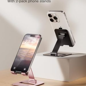 Nulaxy Dual Folding Phone Stand: Adjustable Desk Holder 2-Pack