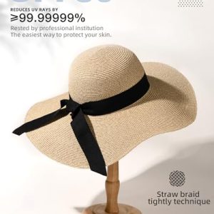 FURTALK Wide Brim Straw Sun Hat