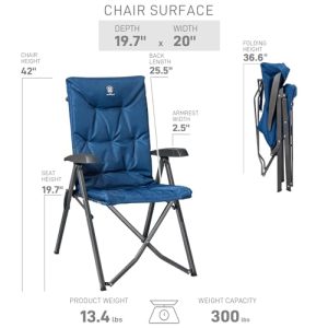 EVER ADVANCED Folding Padded Camping Chair – Adjustable Recliner