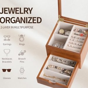 Vintage Style Wooden Jewelry Box: Elegant Organizer