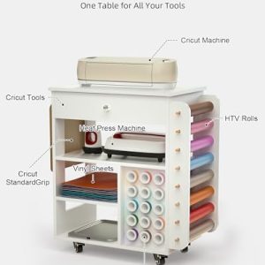 Rolling Craft Cart and Storage Table for Cricut