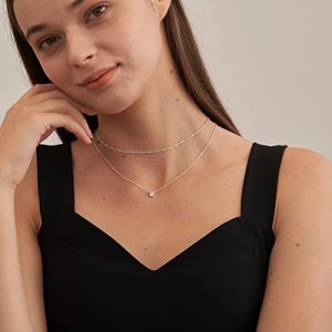 Tewiky Silver Layered Necklace: Stylish Gift for Women