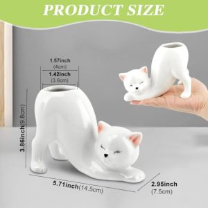 Ceramic Tailless Cat Succulent Pot