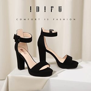 IDIFU Black Platform Heeled Sandals: Elegant Gift