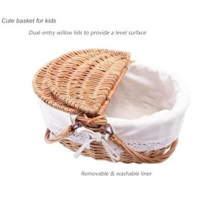 Cute 13″ Wicker Picnic Basket with Removable Liner