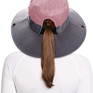 Rosoz Ponytail Sun Bucket Hats