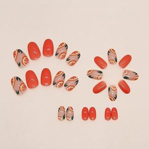 Summer Press on Nails Short Oval – 24Pcs