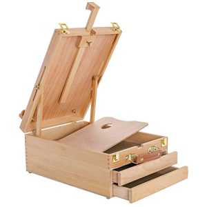 U.S. Art Supply Grand Cayman Adjustable Wood Table Sketchbox Easel