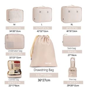BAGAIL 8-Piece Packing Cubes Set: Cream Luggage Organizers
