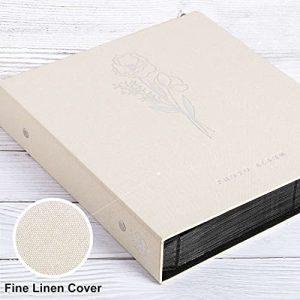 Beige 600-Pocket Photo Album 4×6: Large Capacity with Linen Cover