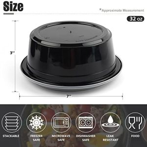 Azure Zone 32 oz. Round Meal Prep Food Containers: Stackable and Portable