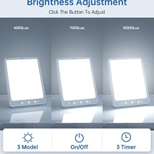 SUXIO Light Therapy Lamp 10000 Lux – Touch Control Daylight Lamp