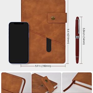 Brown A5 Lined Leather Journal Notebook - Personalized
