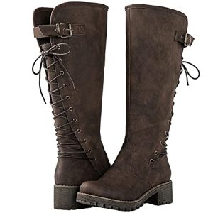 GLOBALWIN Brown Knee High Fashion Boots: Stylish Gift