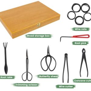 Bonsai Tools Set with Wood Box - 12 PCS
