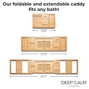 Deep Calm Bamboo Bathtub Tray Caddy: Foldable Luxury