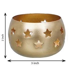 B H Handicrafts Handmade Gold Tealight Candle Holders