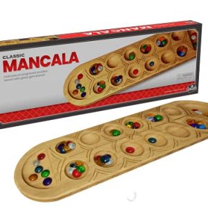 Classic Mancala Game – Solid Wooden Board by Pressman
