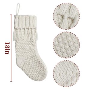 6 Pack Cream & White Cable Knit Christmas Stockings