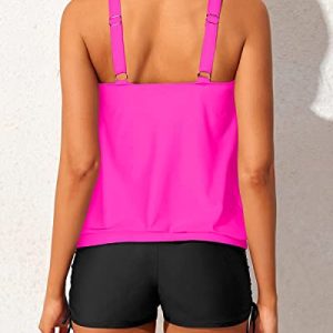 Yonique Blouson Tankini Swimsuits: Modest 2 Piece Swimwear Set