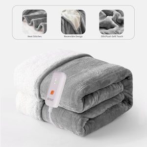GOTCOZY 50”X60” Heated Blanket Electric Throw – Grey