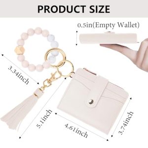 KNGITRYI RFID Wristlet Wallet with Keychain: Classic Beige
