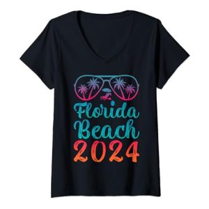 Women’s Florida Beach 2024 Sunglass V-Neck Tee