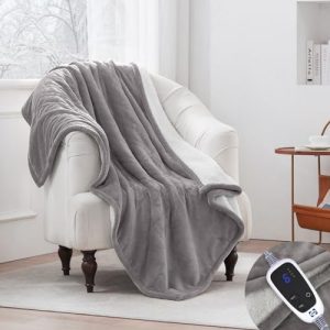 SEALY Electric Throw Blanket – 50×60 Inch Light Grey