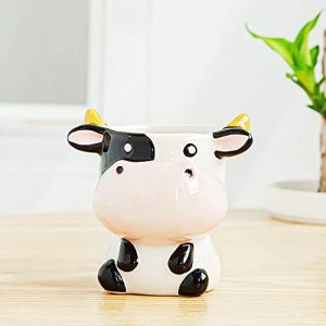 DIYOMR Cute Cow Ceramic Planter