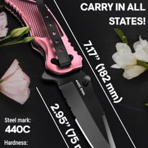 GOOD WORKER Pink Pocket Knife: Stylish Self-Defense Tool
