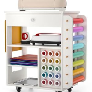 Rolling Craft Cart and Storage Table for Cricut