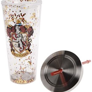 Harry Potter Gryffindor Tumbler: Glitter Cup with Straw