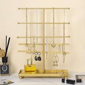 MyGift 5-Tier Gold Tabletop Jewelry Organizer