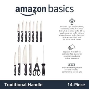 Amazon Basics 14-Piece High Carbon Knife Set: Complete Kitchen Set