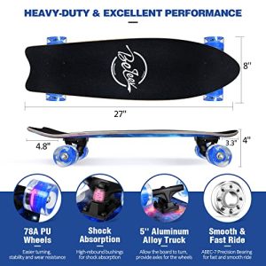 BELEEV Cruiser Skateboards for Beginners – 27 x 8 inch