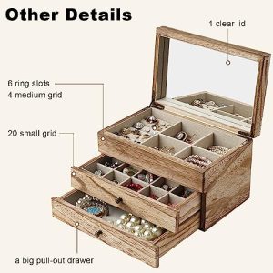 Vintage Style Wooden Jewelry Box: Rustic Organizer