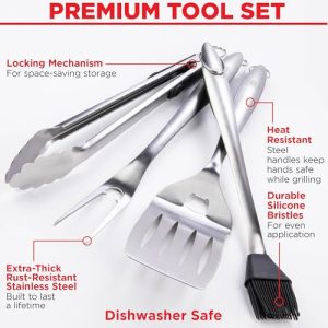 Alpha Grillers Heavy Duty BBQ Grill Set – 4pc Accessories